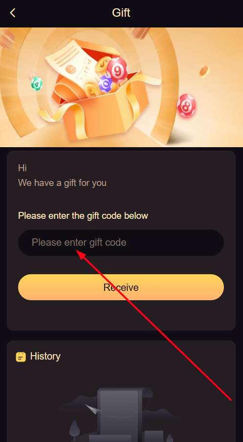Enter the gift code carefully